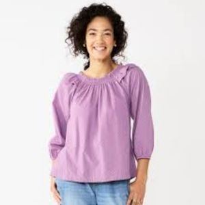 Women's Sonoma Goods For Life® Ruffle Shoulder Peasant Top Light Purple XL
